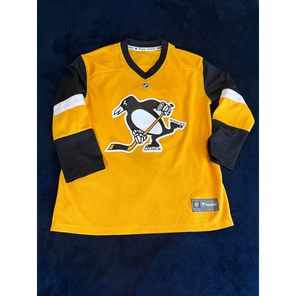 Fanatics Pittsburgh‎ Penguins NHL Youth Hockey Jersey Gold Black L/XL Kids